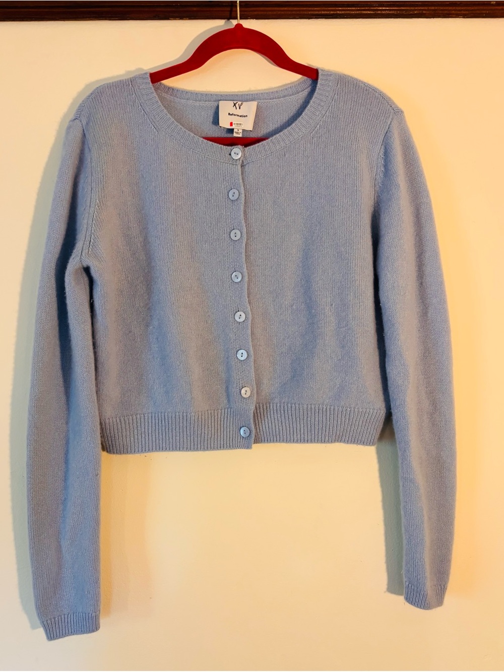 Reformation Light Blue Cashmere Cardigan – Size Small